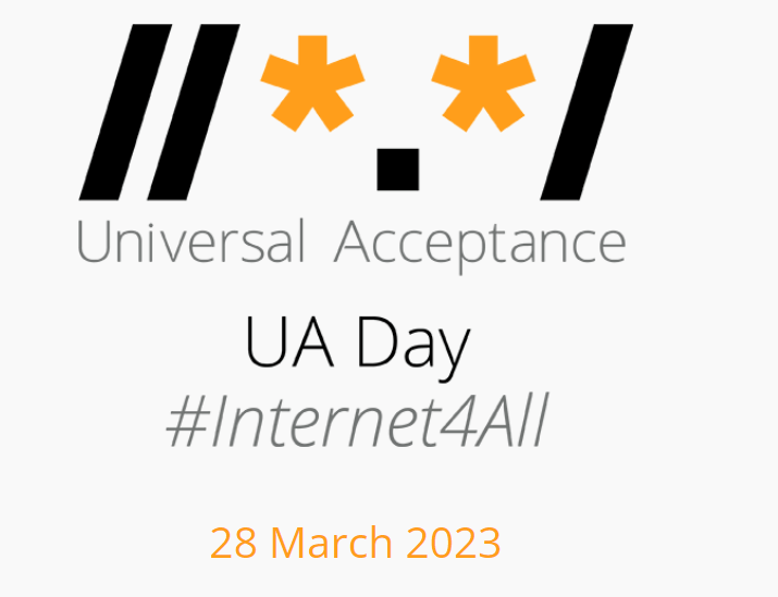 Afbeelding voor Universal Acceptance Day, 28 maart 2023, #internet4All