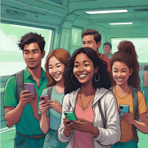 jongeren die op hun telefoon zitten