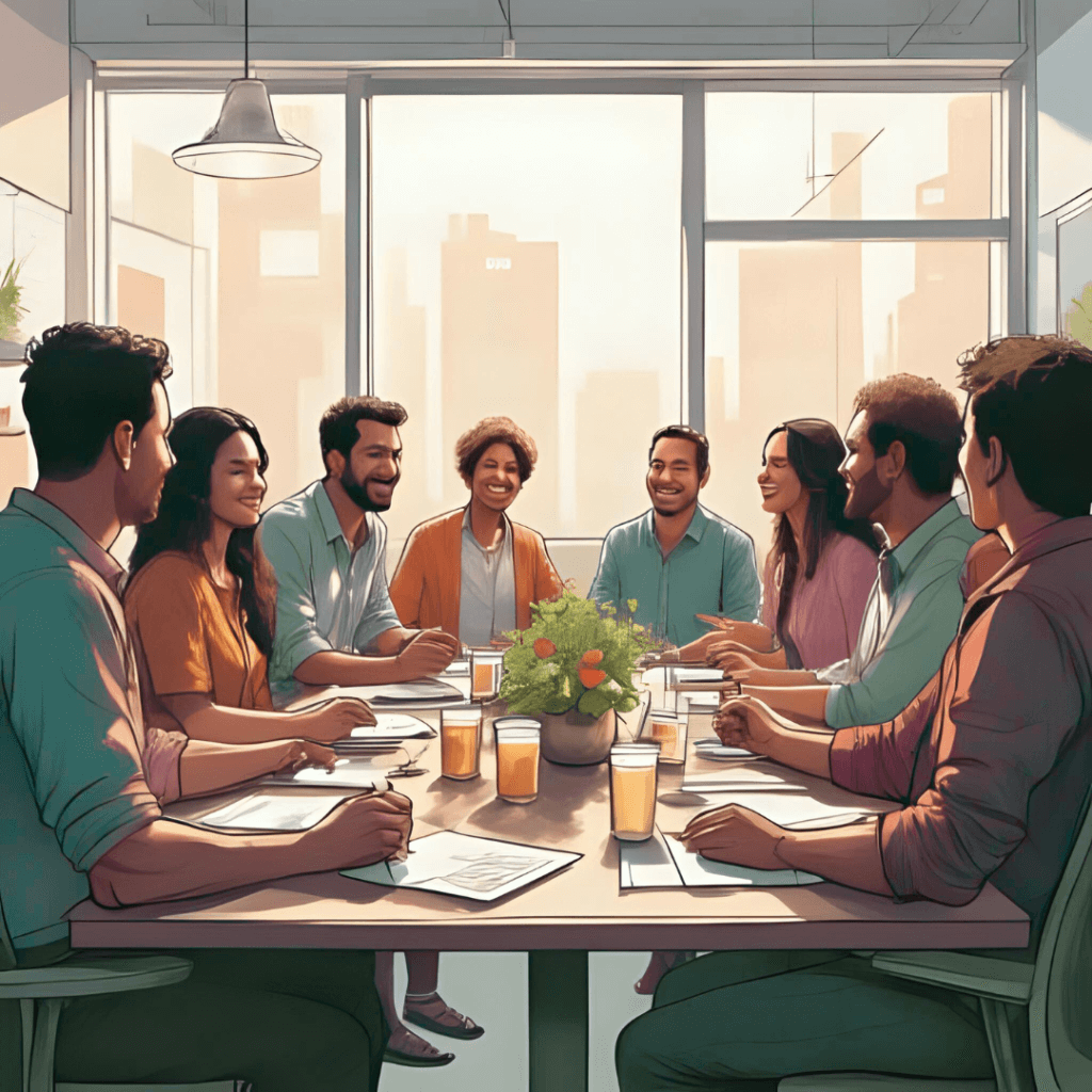 groep mensen die aan het vergaderen zijn